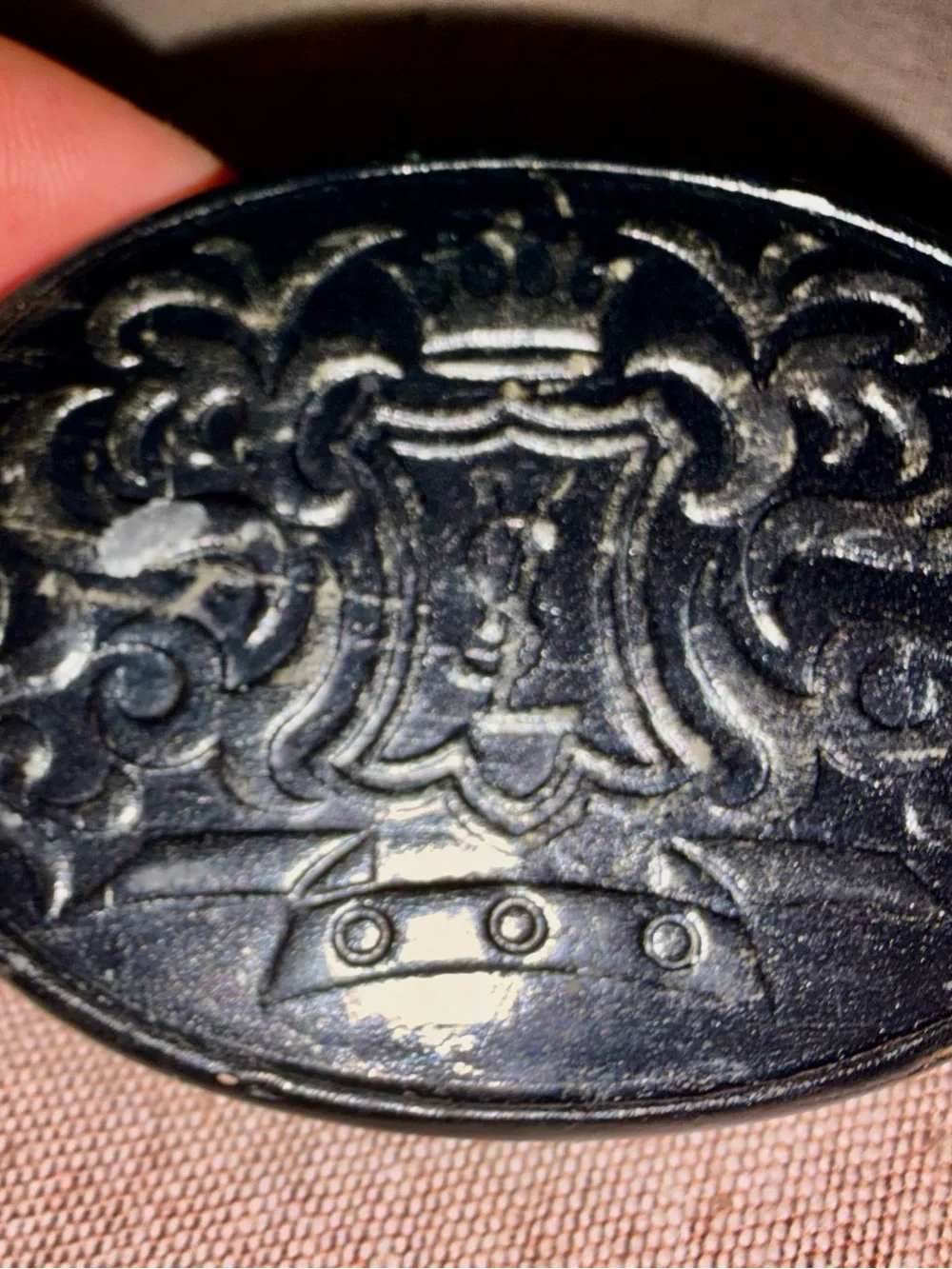 Yves Saint Laurent Vintage Black Embossed Leather Belt Buckle